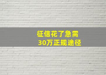 征信花了急需30万正规途径