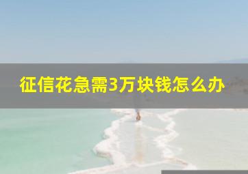 征信花急需3万块钱怎么办