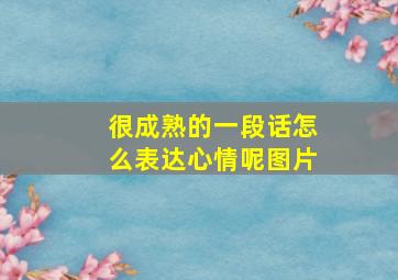 很成熟的一段话怎么表达心情呢图片