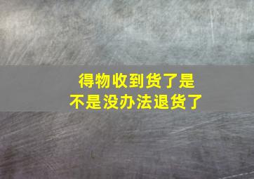 得物收到货了是不是没办法退货了