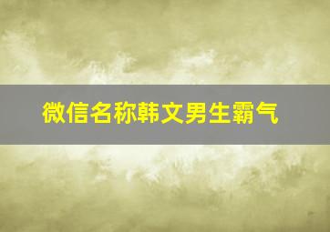 微信名称韩文男生霸气