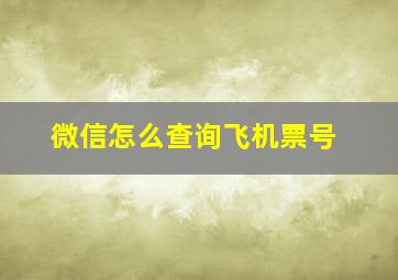 微信怎么查询飞机票号