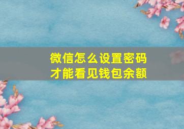 微信怎么设置密码才能看见钱包余额