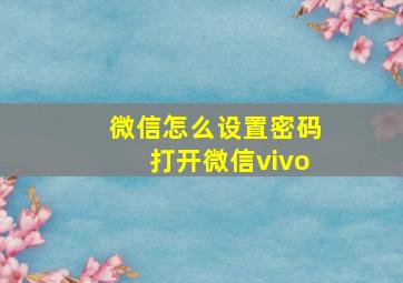 微信怎么设置密码打开微信vivo