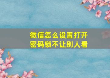 微信怎么设置打开密码锁不让别人看