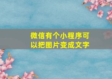 微信有个小程序可以把图片变成文字