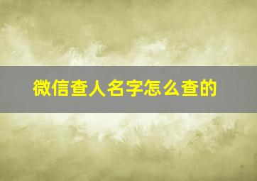 微信查人名字怎么查的