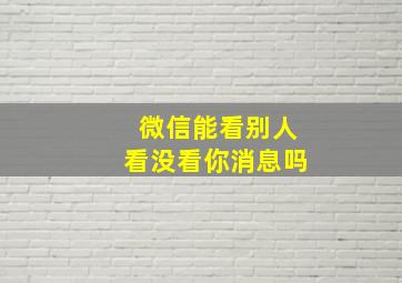 微信能看别人看没看你消息吗