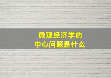 微观经济学的中心问题是什么