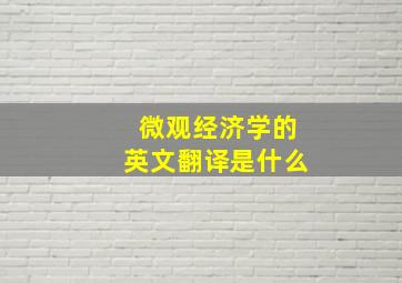 微观经济学的英文翻译是什么