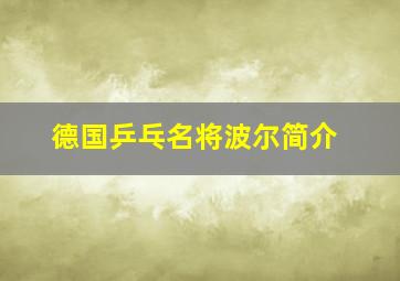 德国乒乓名将波尔简介