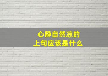 心静自然凉的上句应该是什么