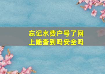 忘记水费户号了网上能查到吗安全吗