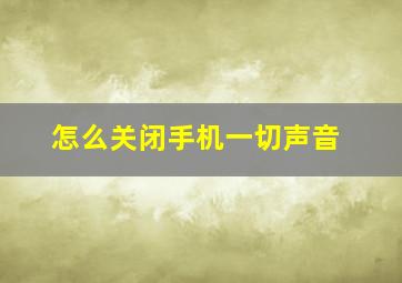 怎么关闭手机一切声音