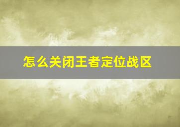 怎么关闭王者定位战区