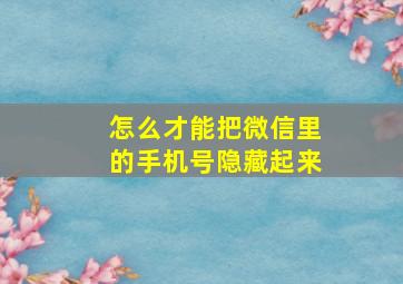 怎么才能把微信里的手机号隐藏起来