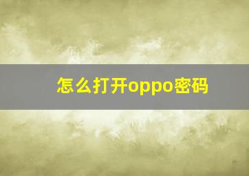 怎么打开oppo密码