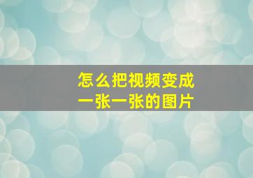 怎么把视频变成一张一张的图片