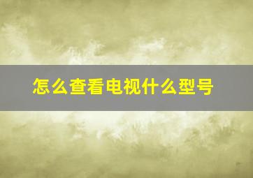 怎么查看电视什么型号