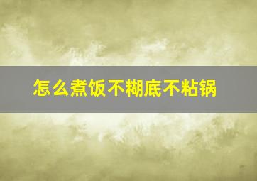 怎么煮饭不糊底不粘锅