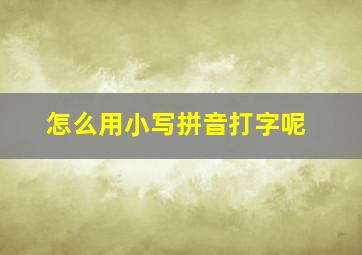 怎么用小写拼音打字呢