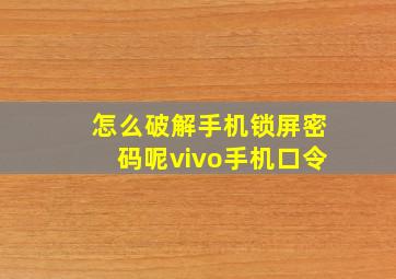 怎么破解手机锁屏密码呢vivo手机口令