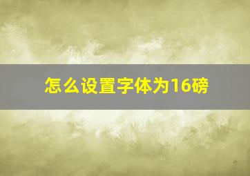 怎么设置字体为16磅