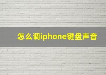 怎么调iphone键盘声音