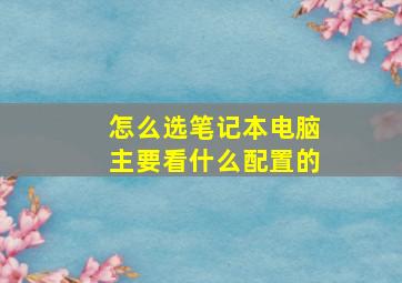 怎么选笔记本电脑主要看什么配置的