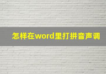 怎样在word里打拼音声调