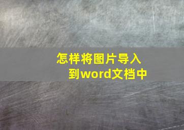 怎样将图片导入到word文档中