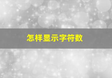 怎样显示字符数