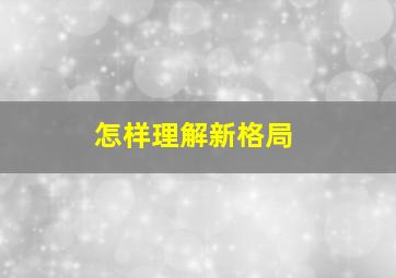 怎样理解新格局