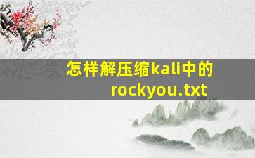 怎样解压缩kali中的rockyou.txt