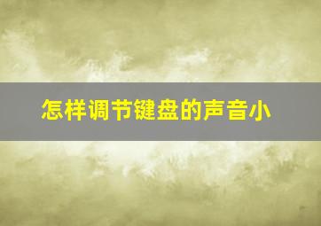 怎样调节键盘的声音小