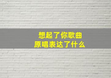 想起了你歌曲原唱表达了什么