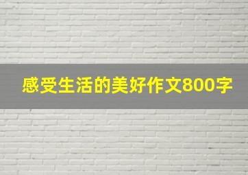 感受生活的美好作文800字