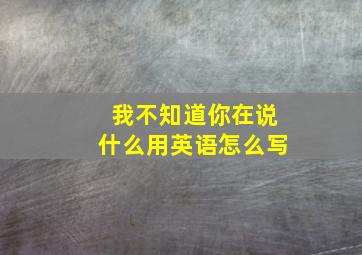 我不知道你在说什么用英语怎么写