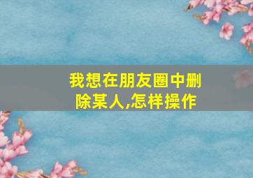 我想在朋友圈中删除某人,怎样操作