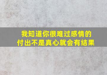 我知道你很难过感情的付出不是真心就会有结果