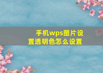 手机wps图片设置透明色怎么设置