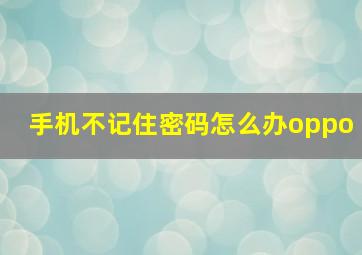 手机不记住密码怎么办oppo