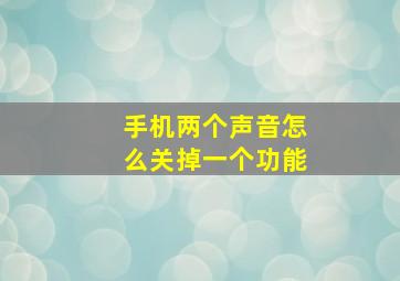 手机两个声音怎么关掉一个功能