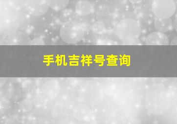 手机吉祥号查询