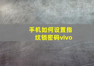 手机如何设置指纹锁密码vivo