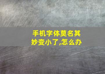 手机字体莫名其妙变小了,怎么办