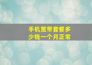 手机宽带套餐多少钱一个月正常