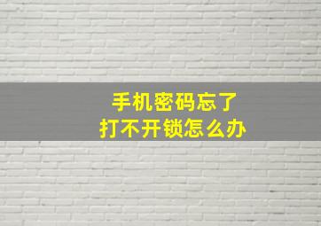 手机密码忘了打不开锁怎么办