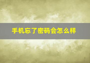 手机忘了密码会怎么样