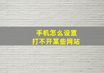 手机怎么设置打不开某些网站